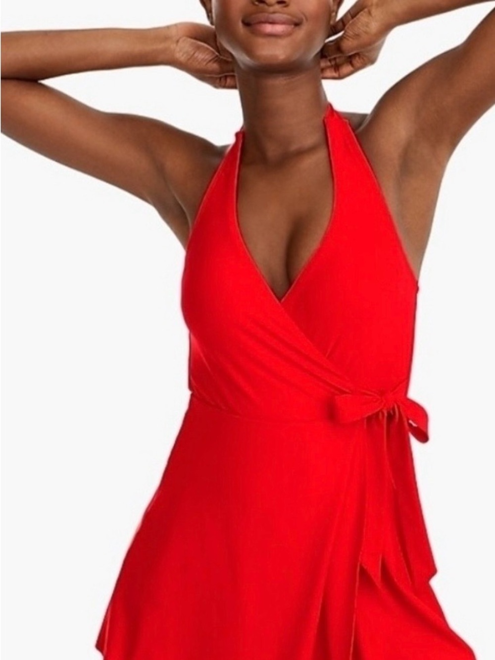 J.Crew red halter swim dress